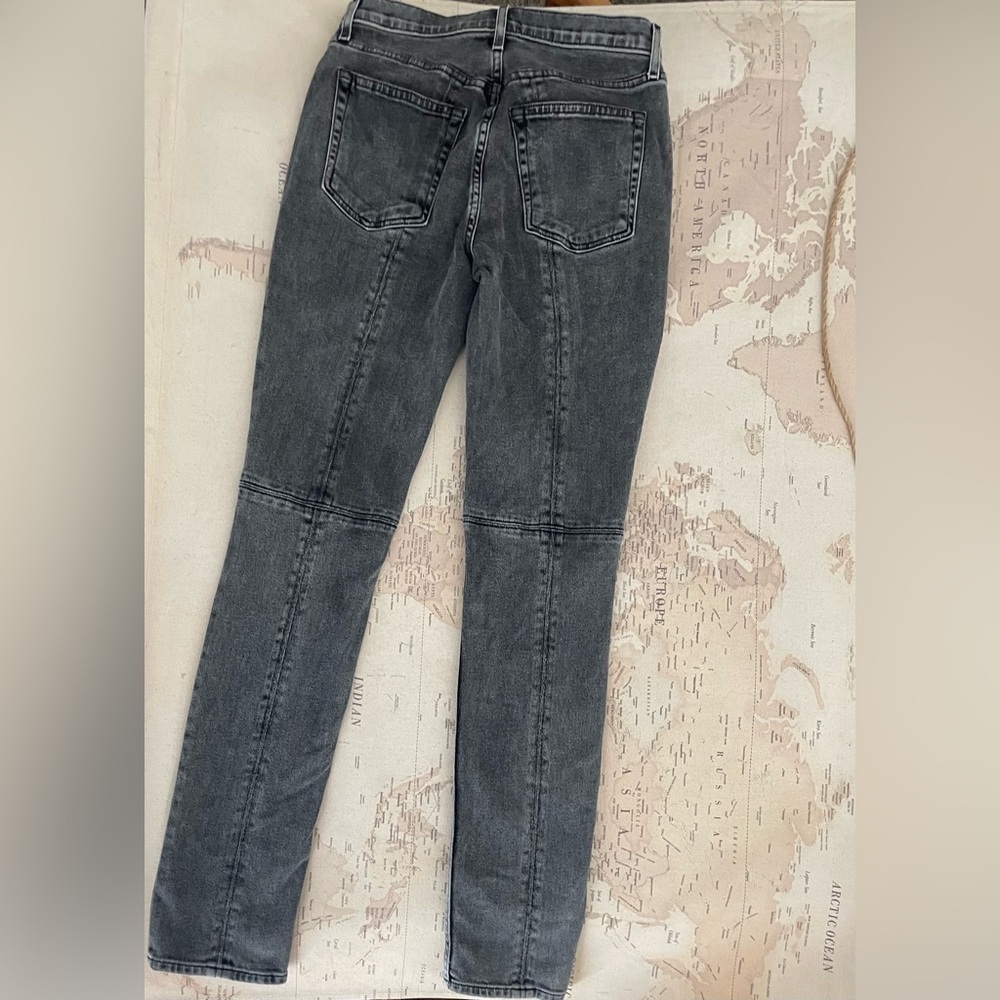 Cotton Citizen Vickie High-rise Split Front Hem Jeans Grey Black Denim Size 27 - Picture 7 of 14